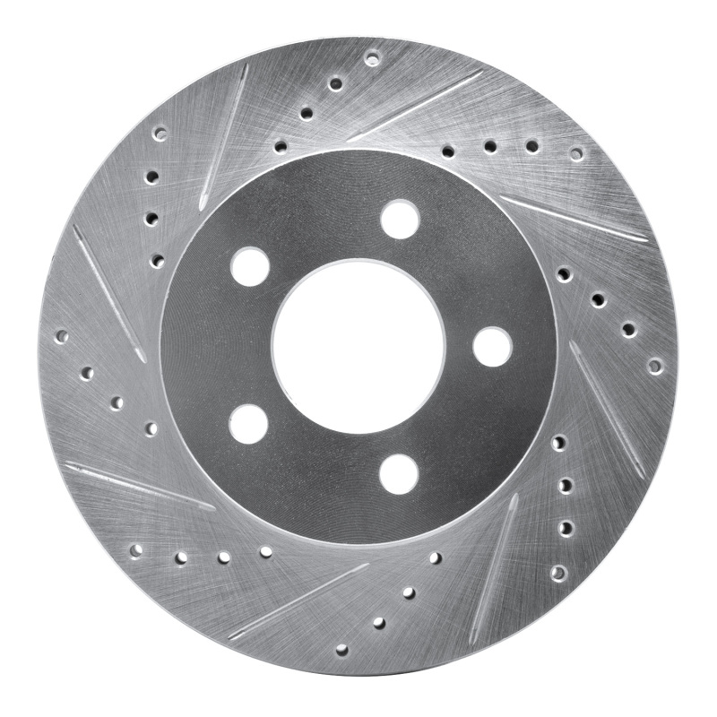 Jeep Liberty Brake Rotor (1) - Front Left - R1 Concepts - Drilled & Slotted - Silver - `02-`07